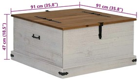 Caixa de arrumação HALDEN 91x91x47 cm pinho maciço branco