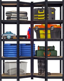 Estante em aço galvanizado para cargas pesadas até 875 kg, 180 x 70 x 40 cm Preto