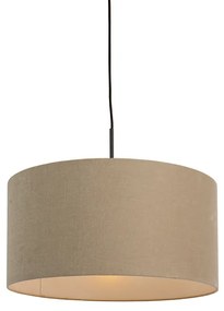 Candeeiro de suspensão rústico preto com cúpula bege 50cm - Combi Moderno
