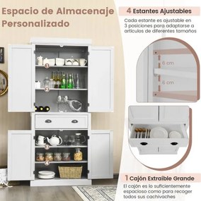 Armario arrumação com estantes reguláveis de 2 portas com gaveta para sala de estar Sala de jantar e corredor 76 x 40 x 183 cm Branco