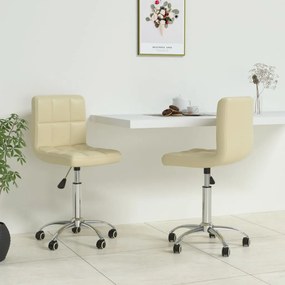 vidaXL Cadeiras de jantar giratórias 2 pcs couro artificial cor creme