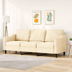 vidaXL Sofá de 3 lugares tecido 210 cm cor creme