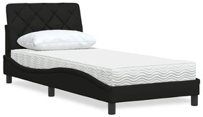 vidaXL Cama com colchão 90x190 cm tecido preto