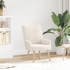 Cadeira Relaxante vidaXL Creme de Tecido com Pelo