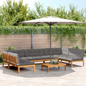 vidaXL 6 pcs conj. sofás paletes p/ jardim c/ almofadões acácia maciça