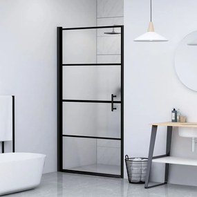 vidaXL Porta de chuveiro meio vidro fosco temperado 91x195 cm preto