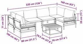 Conjunto de Sofá de Jardim 7 pcs Antracite Aço