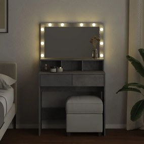 Toucador com LED 80x41x134,5 cm cinzento cimento