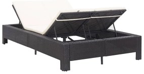 Espreguiçadeira para 2 pessoas com almofadão vime PE preto