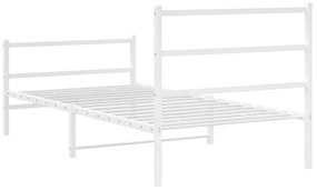 Estrutura de cama com cabeceira e pés 107x203 cm metal branco