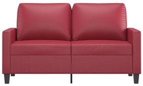 Sofá de 2 lugares 120 cm couro artificial vermelho tinto