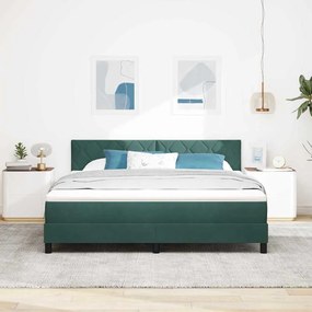 vidaXL Cama Box com Colchão &amp; LED Verde Escuro 180x200 cm Veludo