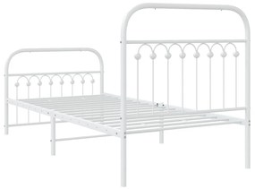 Estrutura de cama com cabeceira e pés 90x200 cm metal branco