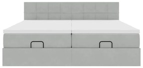 Estrutura cama otomana colchões 160x200cm veludo cinzento claro