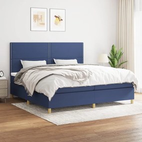 vidaXL Cama com molas/colchão 200x200 cm tecido azul