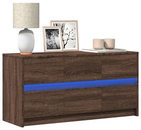 vidaXL Móvel de TV com luzes LED derivados madeira carvalho castanho