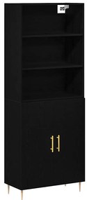 Highboard Carvalho Preto 69.5x34x180 cm Madeira de Engenharia