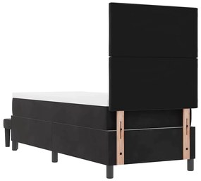 Cama Box Spring com Colchão &amp; Banco Preto 80x200 cm Veludo