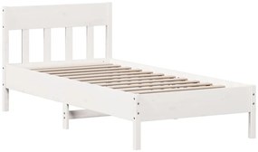 Cama com estante sem colchão 75x190 cm pinho maciço branco
