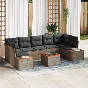 Conjunto de Sofá de Jardim vidaXL de 8 Peças com Almofadas Cinza Vime