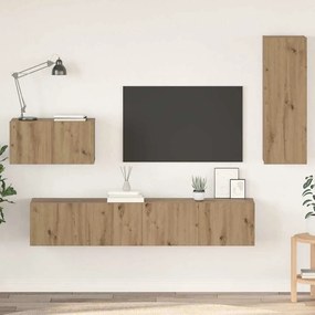 Gabinete de TV de Parede 4 pcs Carvalho Artesanal