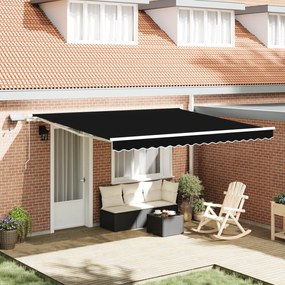 Toldo Manual Retrátil vidaXL com LED Preto 400x300 cm