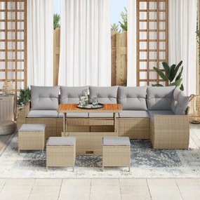 Conjunto de Sofá de Jardim vidaXL de 10 Peças com Almofadas Bege Polir