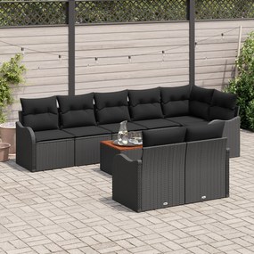 Conjunto de Sofá de Jardim vidaXL de 9 peças com almofadas Preto Ratta