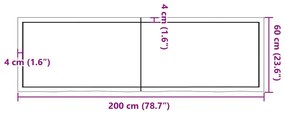Tampo de mesa 200x60x(2-6) cm carvalho maciço não tratado