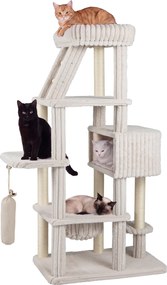 Árvore para Gatos Multinível, 91 x 61 x 180 cm, Sistema Antitombo, Bege