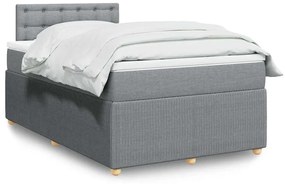 vidaXL Cama com molas/colchão 120x200 cm tecido cinza-claro