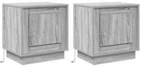 Gavetas de Cabeceira  com Luzes LED 2 pcs Cinza Sonoma 44x34,5x45 cm
