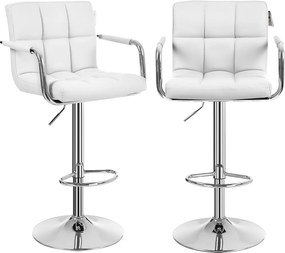 Conjunto 2 Bancos de bar com braços 2 pcs branco