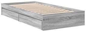 Estrutura de cama c/ gavetas derivados madeira cinza sonoma