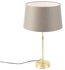 Candeeiro de mesa dourado/latão com abajur de linho bege 35 cm - Parte Country / Rústico