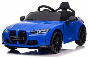 Carro elétrico Crianças BMW M4, 12V, música, banco de couro, pneus de borracha Azul