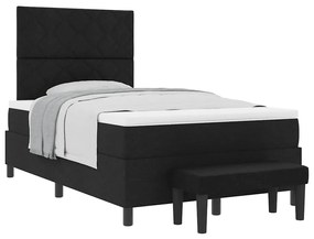 Cama Box com colchão e banco preto 120x200 cm tecido