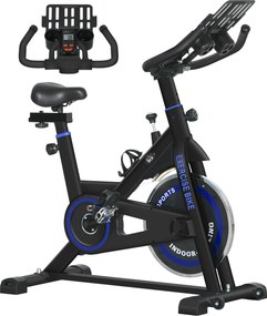 Bicicleta Estática com Volante de Inércia 8 kg Ecrã LCD Guiador e Assento Ajustáveis 103x53x110-114 cm Azul