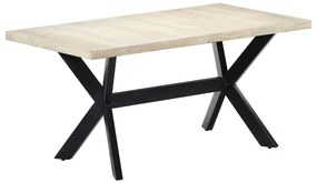Mesa de jantar 160x80x75 cm madeira de mangueira maciça branco