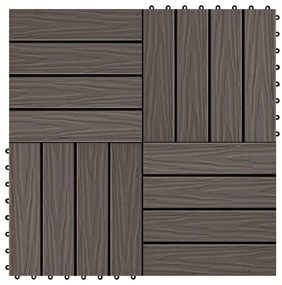 Ladrilho pavimento relevo profundo 11 pcs WPC 1m² cast. escuro