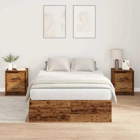Cama com Armazenamento Madeira Antiga 120x200 cm