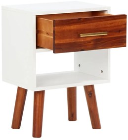 Mesa de cabeceira em madeira de acácia maciça 40x30x57 cm