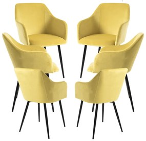 Pack 6 Cadeiras Puan Veludo - Amarelo