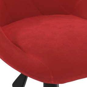 Cadeira de jantar giratória veludo vermelho tinto