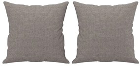 2 pcs conjunto de sofás com almofadas tecido cinza-acastanhado