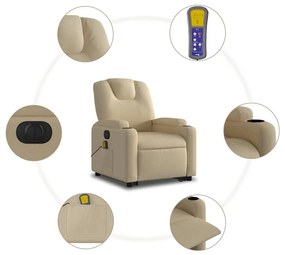 Poltrona elétrica elevatória massagens tecido creme