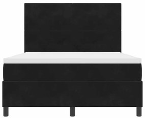 Cama Box Spring vidaXL com Colchão e LED Preto 140x200 cm Veludo