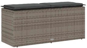 Banco de jardim com almofadão 110x40x44 cm vime PE cinzento