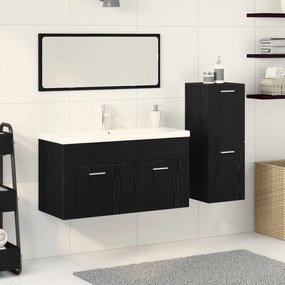 Conjunto de Móveis para Casa de Banho 4 Peças Carvalho Preto Madeira E