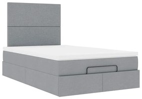 Estrutura cama otomana colchão 120x200 cm tecido cinzento claro